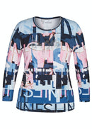 Melbourne 3/4 Sleeve Print T-shirt - Ice Blue