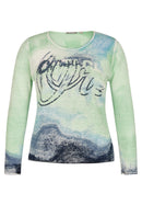 Positano Round Neck Print Jumper - Pacific