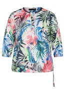 3/4 Sleeve Print Blouse - Night Blue