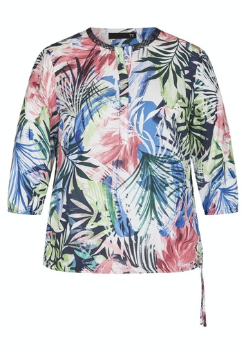 3/4 Sleeve Print Blouse - Night Blue