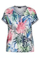 Short Sleeve Print Blouse - Night Blue