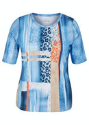 Short Sleeve Round Neck Print T-shirt - Jeans Blue