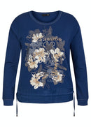 Long Sleeve Print Sweater - Jeans Blue