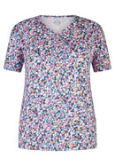 Cuba V Neck Print T-Shirt - Jeans Blue