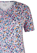 Cuba V Neck Print T-Shirt - Jeans Blue