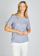 Cuba Short Sleeve Print T-Shirt - Jeans Blue