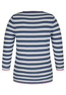 Cuba 3/4 Sleeve Stripe Jumper - Jeans Blue