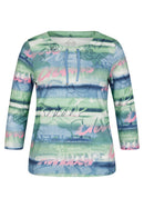 Positano Long Sleeve Print T-Shirt - Jade Green