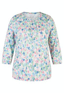 Positano 3/4 Sleeve Print Blouse - Jade Green