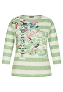 Positano Round Neck Stripe T-Shirt - Jade Green