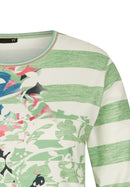 Positano Round Neck Stripe T-Shirt - Jade Green