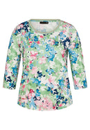 Positano 3/4 Sleeve Print T-Shirt - Jade Green