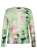 Positano Round Neck Floral Jumper - Jade Green