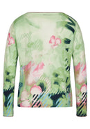 Positano Round Neck Floral Jumper - Jade Green