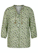 3/4 Sleeve V Neck Blouse - Light Olive