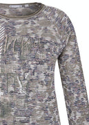 Print Round Neck Jumper - Khaki