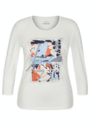 3/4 Sleeve Front Print T-shirt - Natural