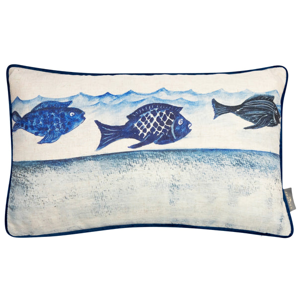 Faux Linen Aquatic Fish Cushion