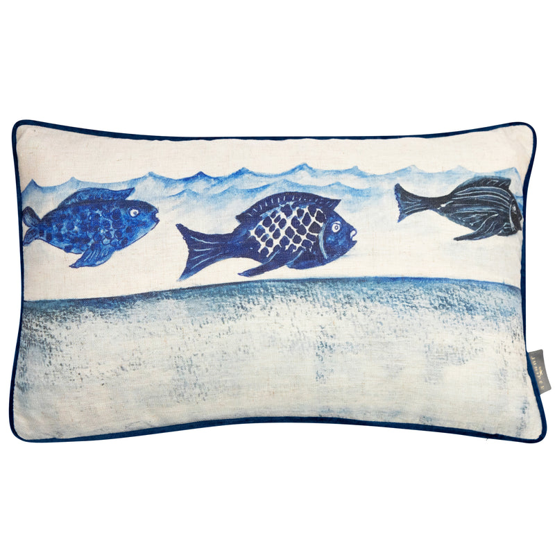 Faux Linen Aquatic Fish Cushion