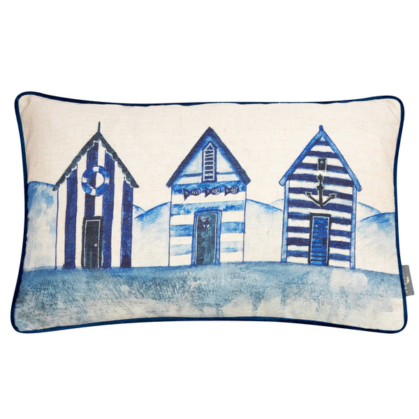 Faux Linen Beach Huts Cushion