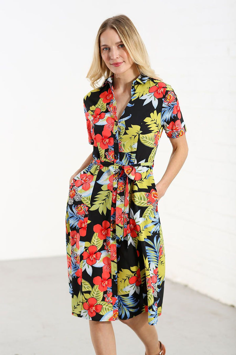 Daisy Shirt Dress - Black