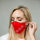 Face Mask Red Snowflake Diamante
