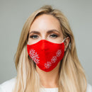 Face Mask Red Snowflake Diamante
