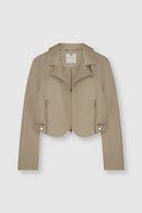 Banaz Crop Biker Jacket - Warm Sand