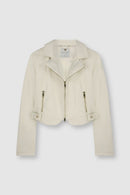 Banaz Crop Biker Jacket - Snow White