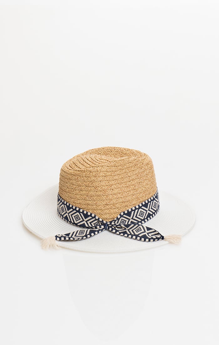 Rosa Hat - Tan/White