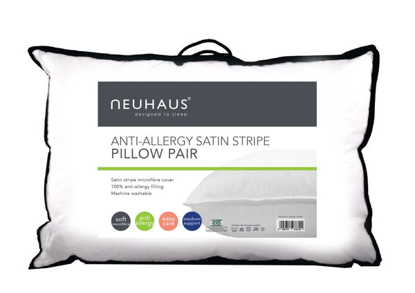 Anti-Allergy Satin Stripe Pillow Pair