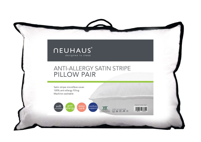 Anti-Allergy Satin Stripe Pillow Pair