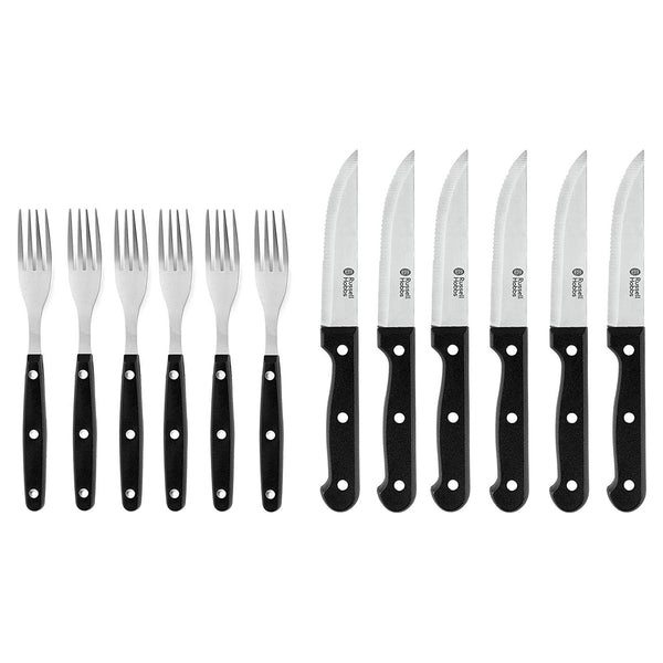 12 Piece Steak Knife & Fork Set Black