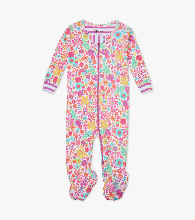 Mini Flowers Footed overall - White