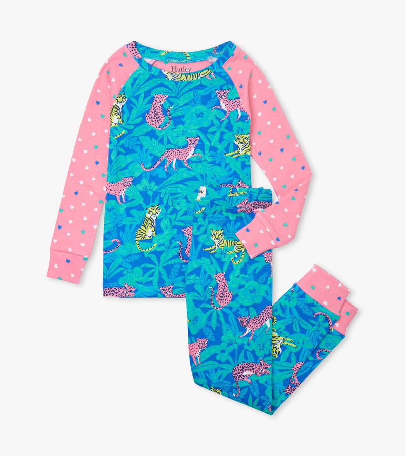 Jungle Cats Raglan Pyjama Set - Amparo Blue
