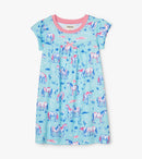 Painted Pasture Short Sleeve Nightdress - Aruba Blue