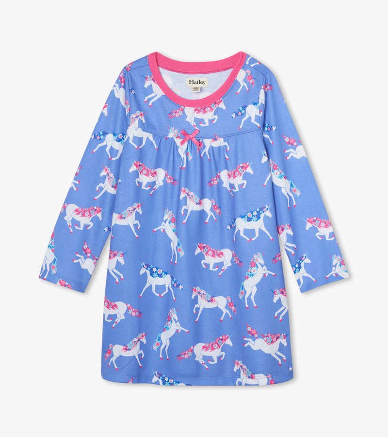Dreamy Unicorns Long Sleeve Nightdress - Jacaranda