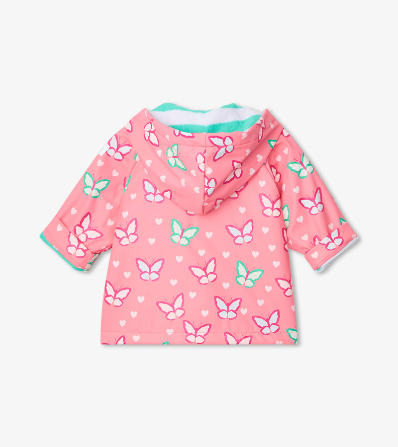 Dainty Butterflies Colour Changing Raincoat - Geranium Pink