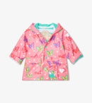 Dainty Butterflies Colour Changing Raincoat - Geranium Pink