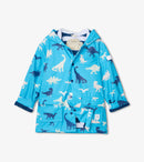 Prehistoric Dinos Colour Changing Raincoat - Milky Blue