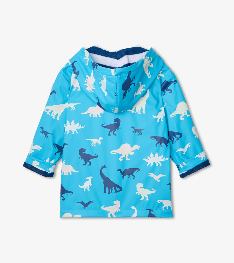 Prehistoric Dinos Colour Changing Raincoat - Milky Blue