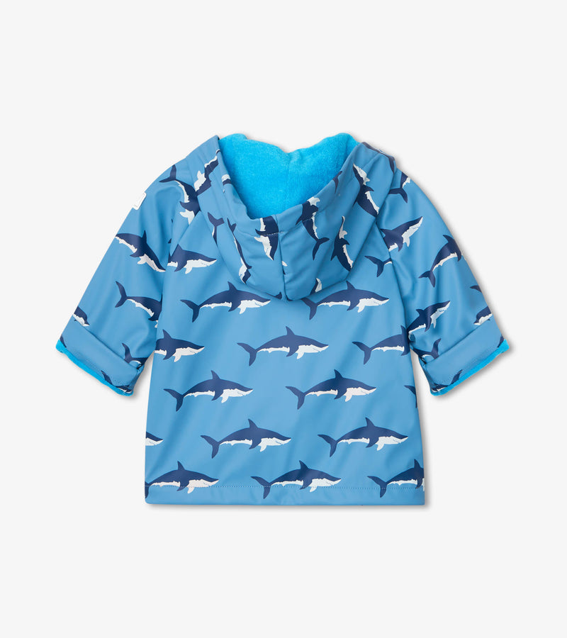 Swimming Sharks Colour Changing Raincoat - Blue Shadow