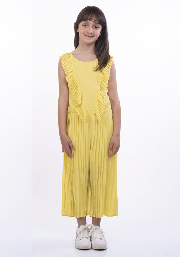 Long Georgette Jumpsuit - Yellow