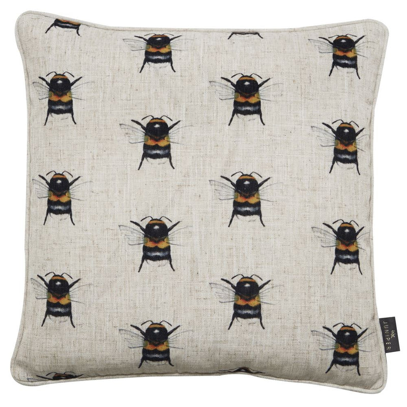 Faux Linen Bumble Bee Cushion