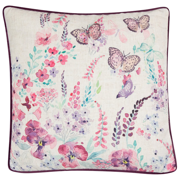 Embroidered Pink Butterfly Cushion
