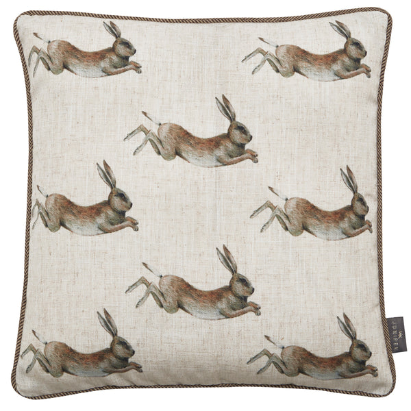 Faux Linen Mini Hares Cushion
