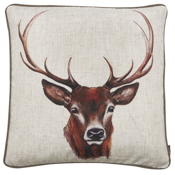 Faux Linen Stag Cushion