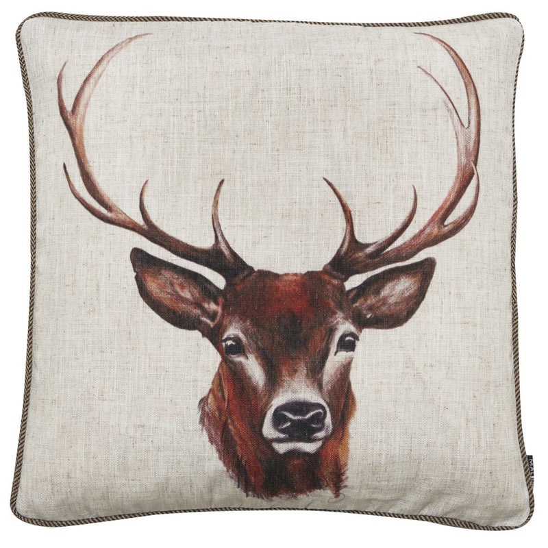 Faux Linen Stag Cushion