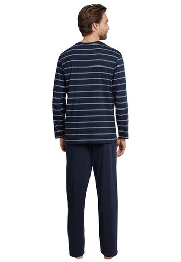 Long Striped Pyjama - Navy