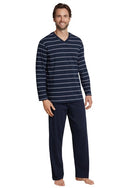 Long Striped Pyjama - Navy